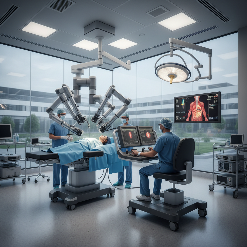 Robotik cerrahi konsolu ve ameliyathane ortamı